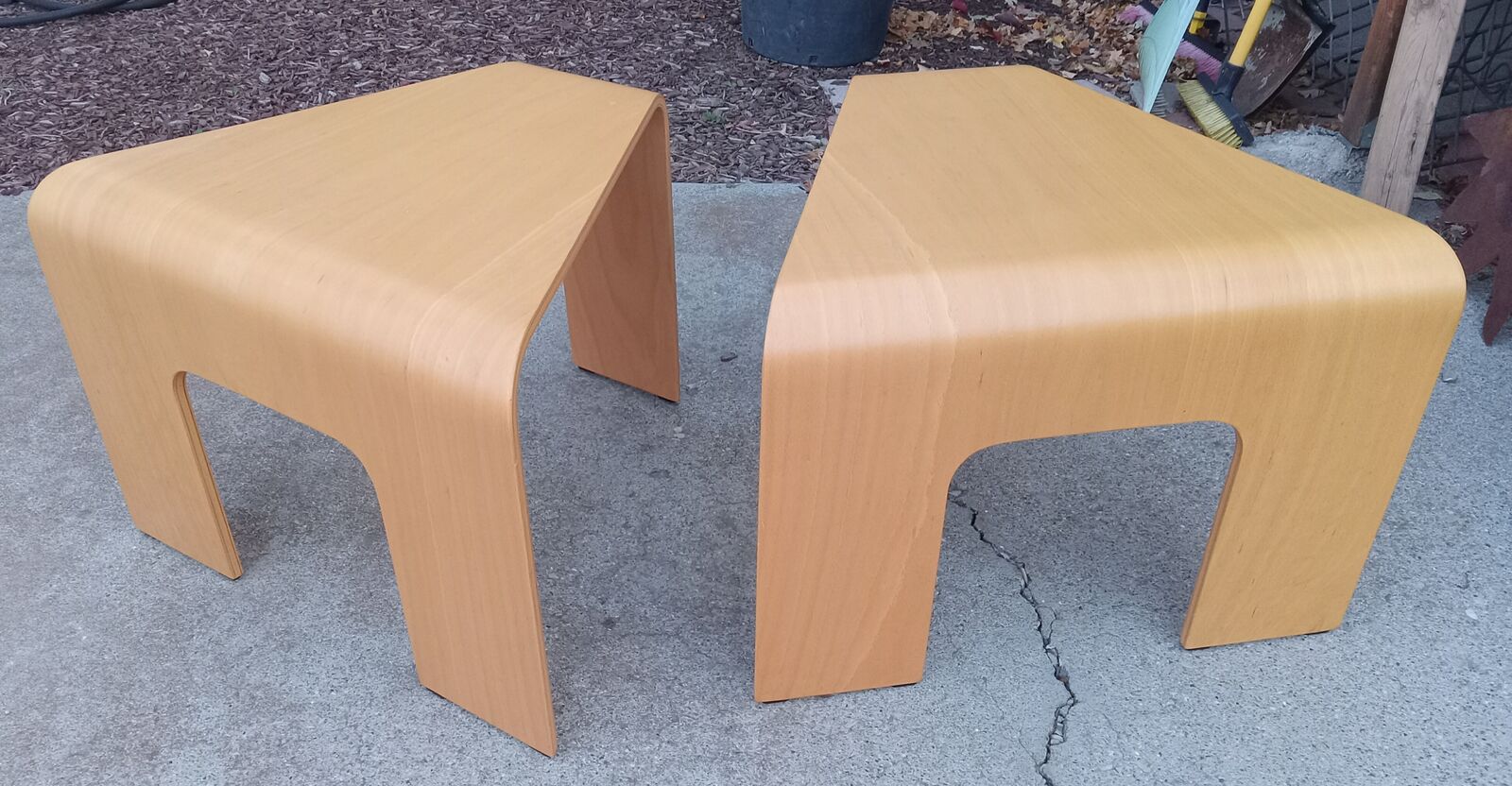 Ekornes Stressless Corner Tables in "natural" stained wood