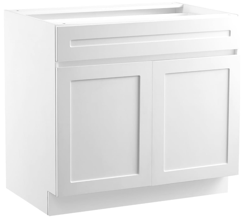 White Shaker Base Cabinet with Drawer, 30-Inch Unassembled Drawer Base Cabinet, 30" W x 24" D x 34.5" H Ready to Assemble