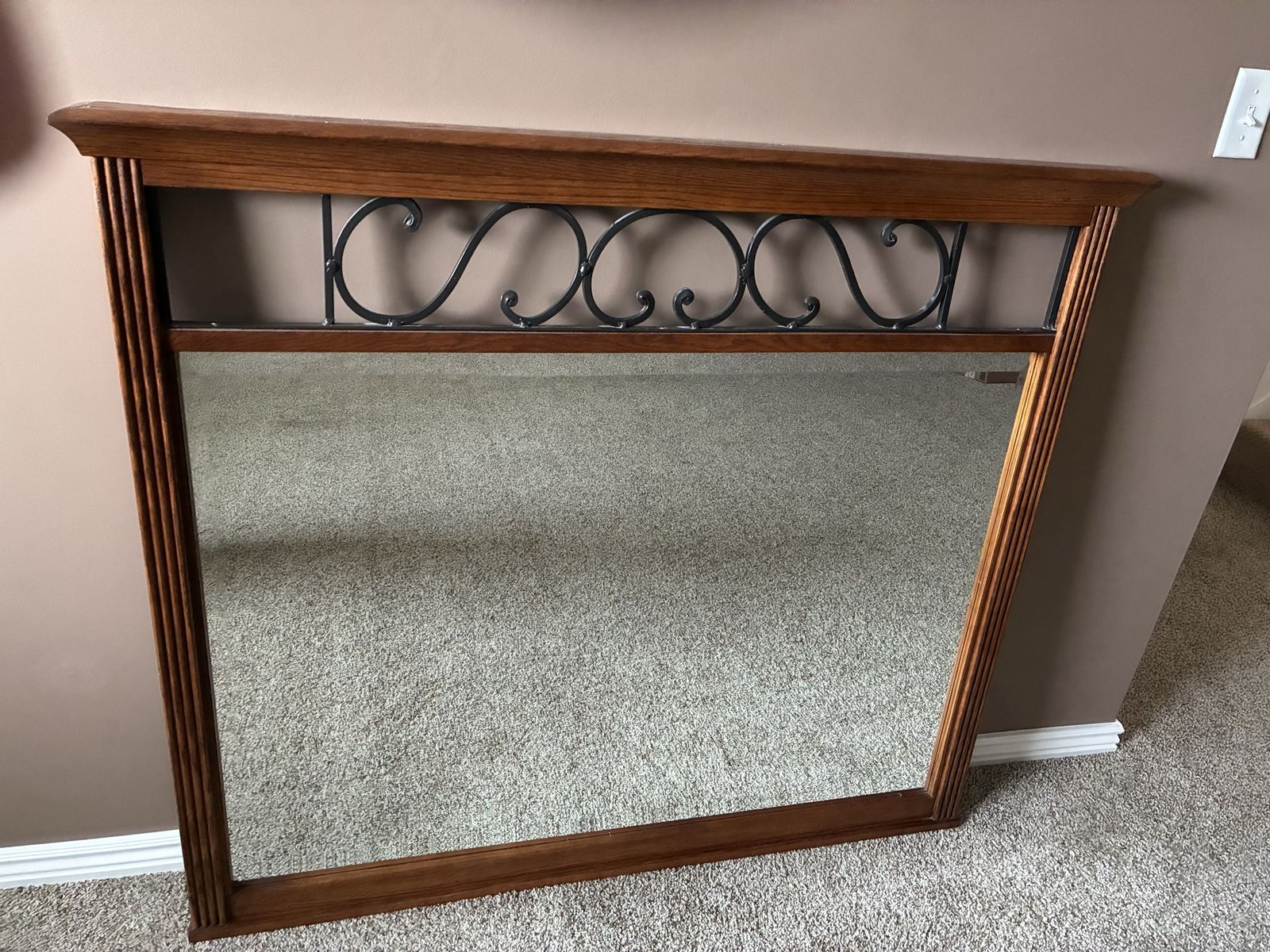 Large mirror,wood and iron work