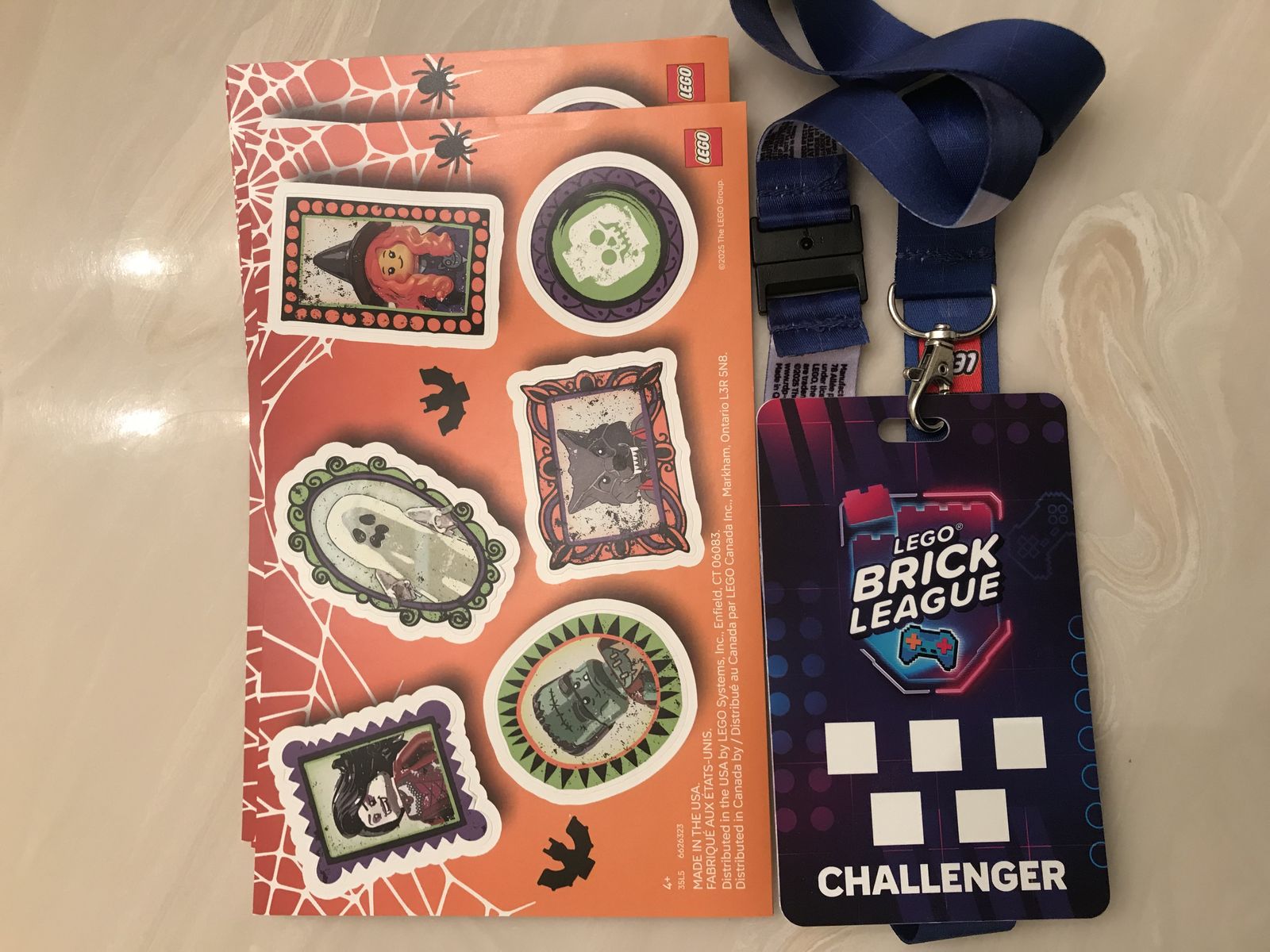 3 LEGO Store Halloween Scavenger Hunt Prize Stickers ghost vampire werewolf skeleton Frankenstein 1 Brick League Lanyard NEW!