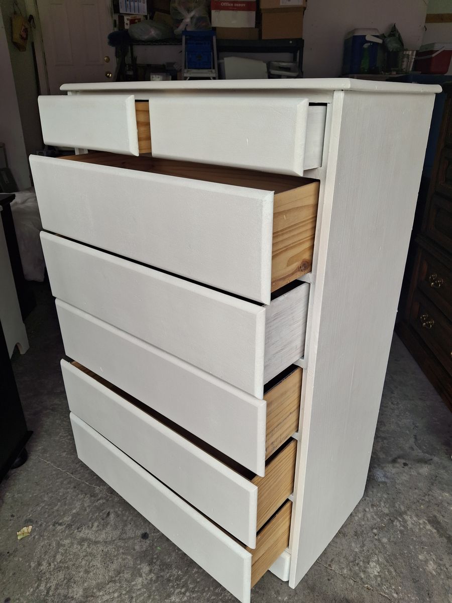 tall all wood 7 drawers antique white dresser