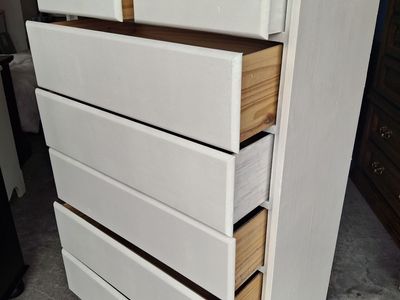 tall all wood 7 drawers antique white dresser