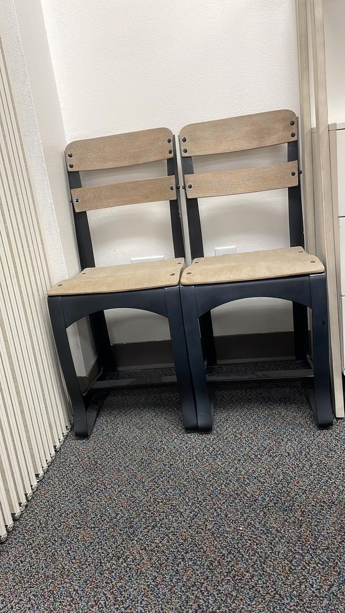 3 Small Metal & Wood Chairs – $10 Each
