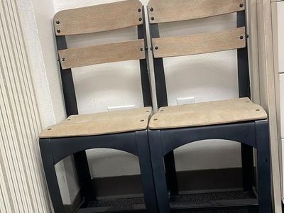 3 Small Metal & Wood Chairs – $10 Each