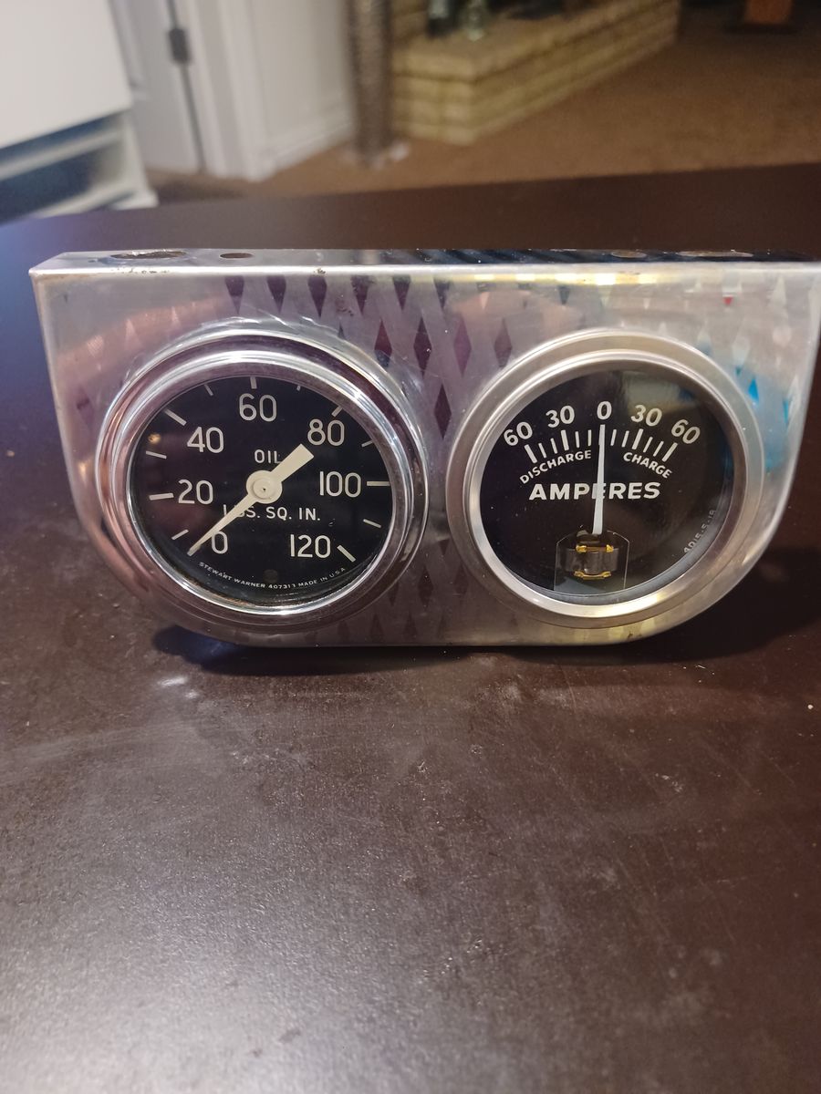 Vintage oil and amperes gauges
