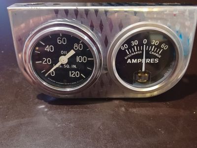 Vintage oil and amperes gauges