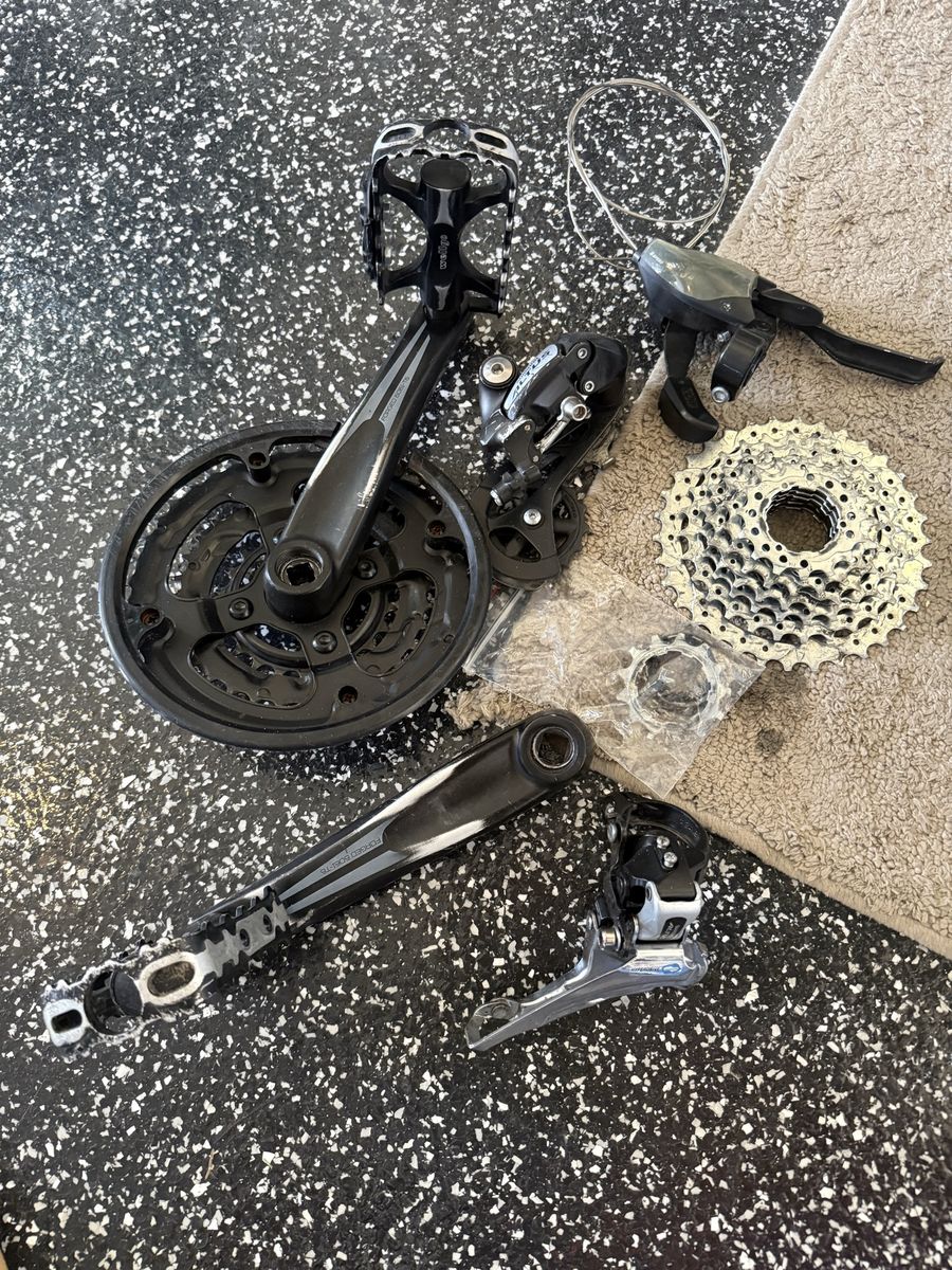 Shimano Bike Drivetrain Components - Crankset, Derailleurs, Shifter(rear only), Cassette(8cog), Pedals