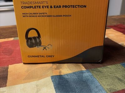 TRADESMART'S Complete Eye & Ear Protection, Gunmetal Grey, High Caliber Safety