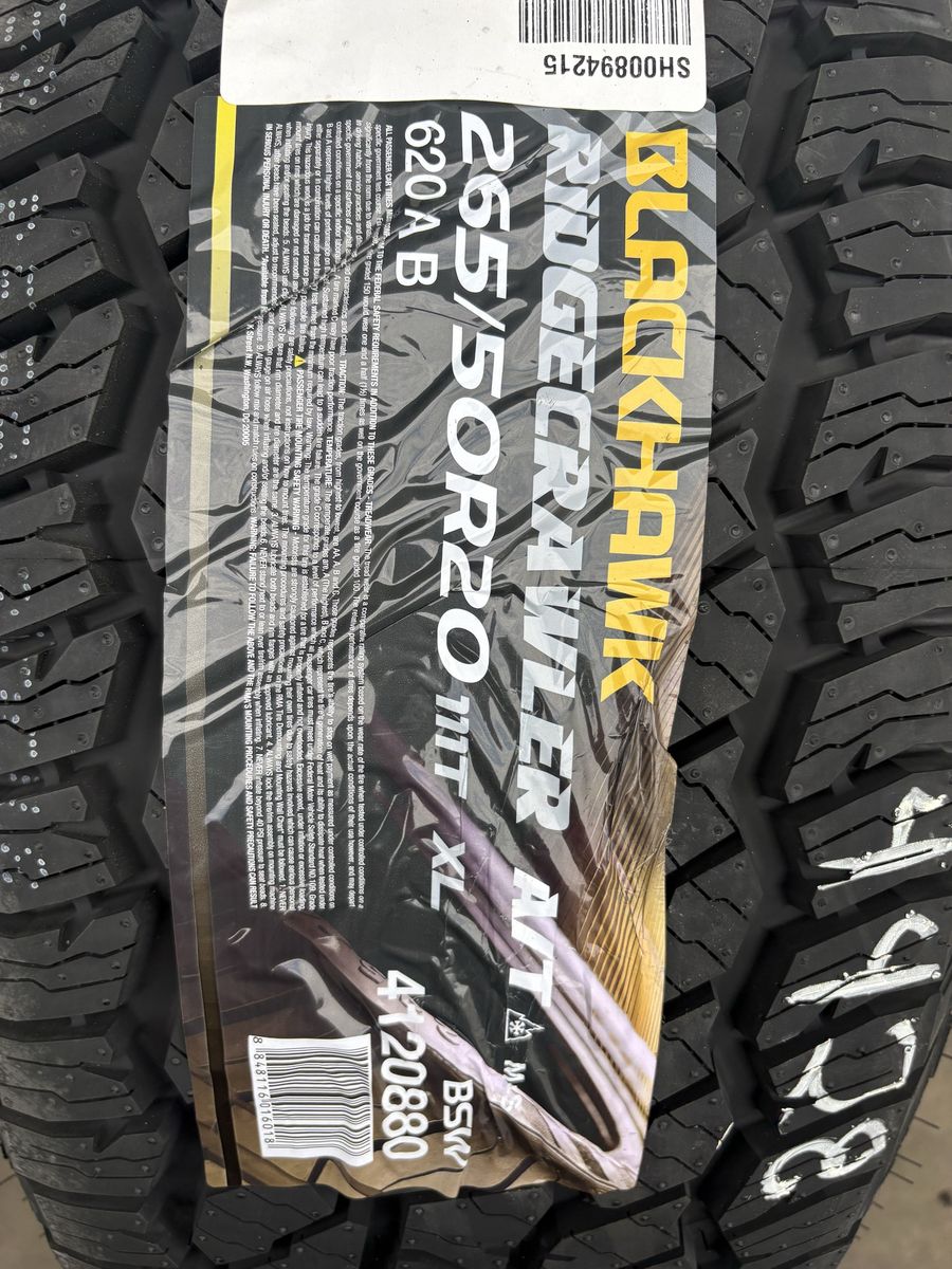 SET OF 265/50R20 BLACKHAWK RIDGECRAWLER AT