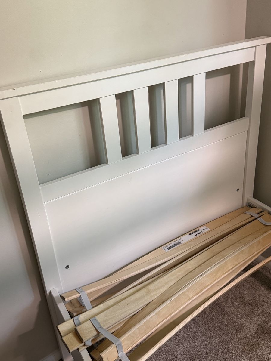 IKEA Brimnes twin Size White Bed Frame with Headboard and Slats - Good Condition