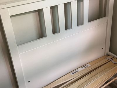 IKEA Brimnes twin Size White Bed Frame with Headboard and Slats - Good Condition
