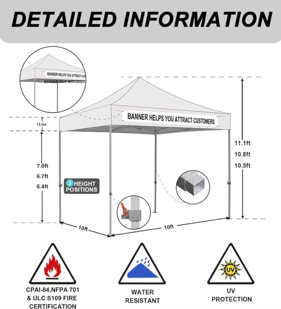 NEW Eurmax USA White 10x10 Pop-up Canopy Retail $203