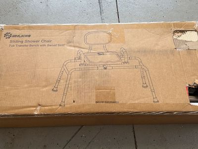 WHLICKS Sliding Shower Chair Tub Transfer Bench with Swivel Seat - New, Max Cap. 440 LBS