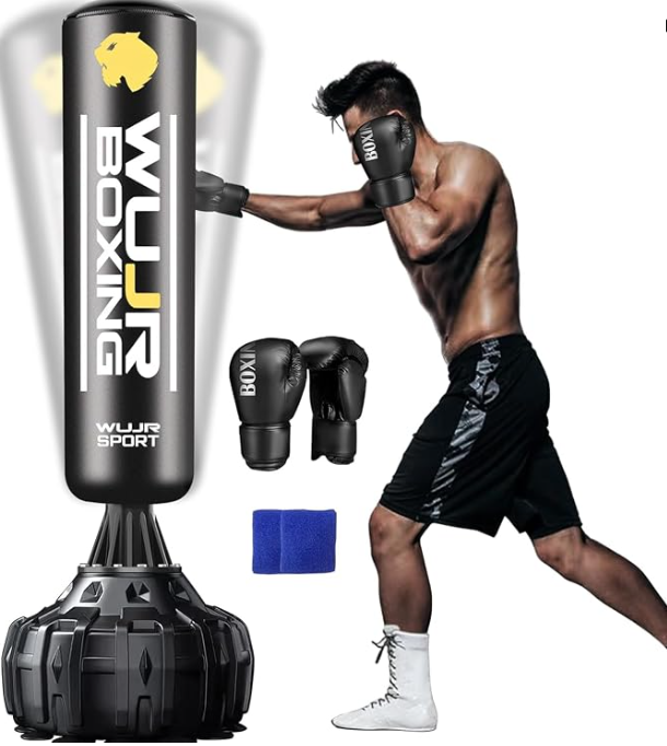 70'' Freestanding Punching Bag with Boxing Gloves, Heavy Boxing Bag, Adult Men Kickboxing Bag