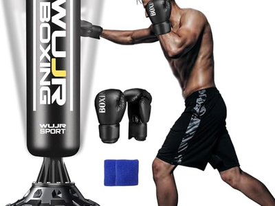 70'' Freestanding Punching Bag with Boxing Gloves, Heavy Boxing Bag, Adult Men Kickboxing Bag
