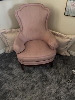 traditional upholstered wingback or Queen Anne–style accent chairs, made early 1990s