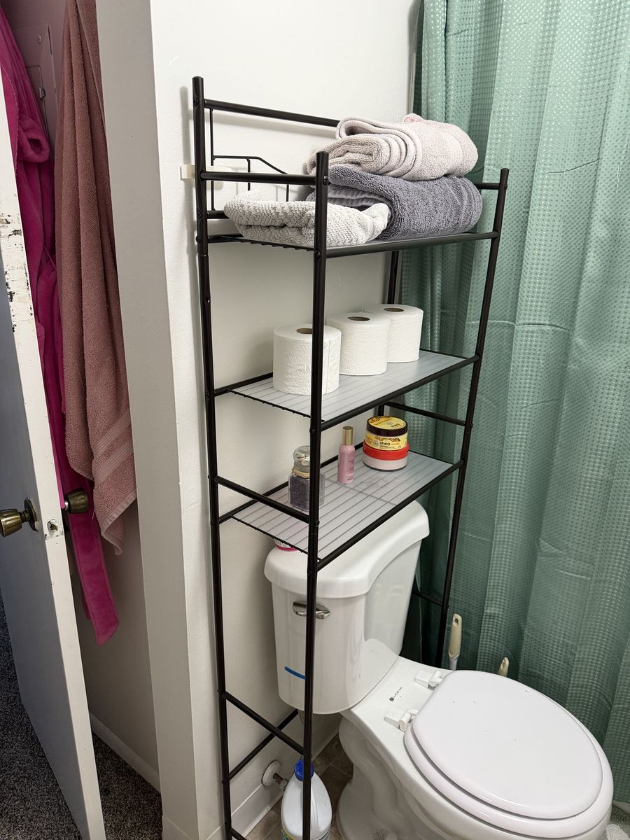 Mainstays Black Over-the-Toilet Space Saver with 3 Shelves