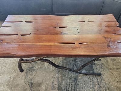 Acacia Wood and Iron Coffee Table