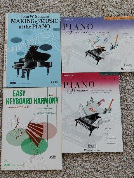 Lot of 4 Piano Music Books: Schaum Making Music, Easy Keyboard Harmony, Faber Piano Adventures