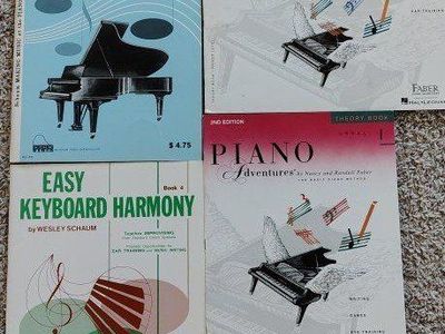 Lot of 4 Piano Music Books: Schaum Making Music, Easy Keyboard Harmony, Faber Piano Adventures