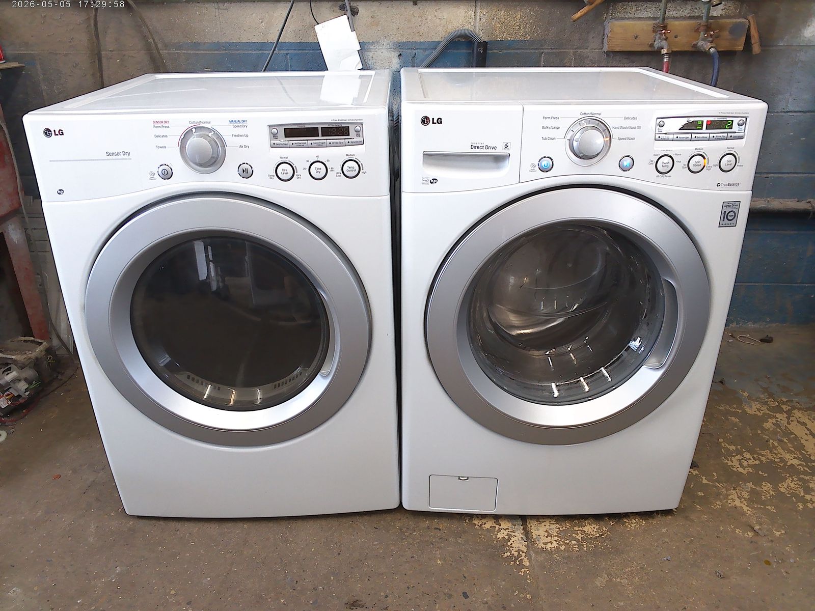 LG front load washer with matched electric dryer