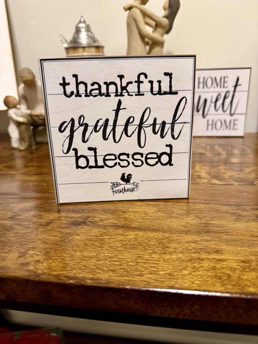 Thankful grateful blessed wood block