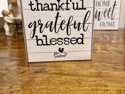 Thankful grateful blessed wood block