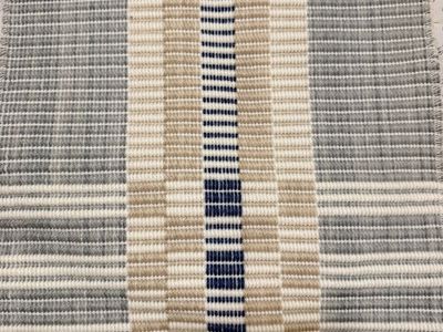 New. 12x12 Elizabeth Eakins Huck Grid Sample Periwinkle, Tan, Navy, Cream Fabric & Sewing Material