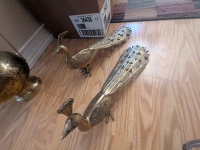 vintage brass peacocks