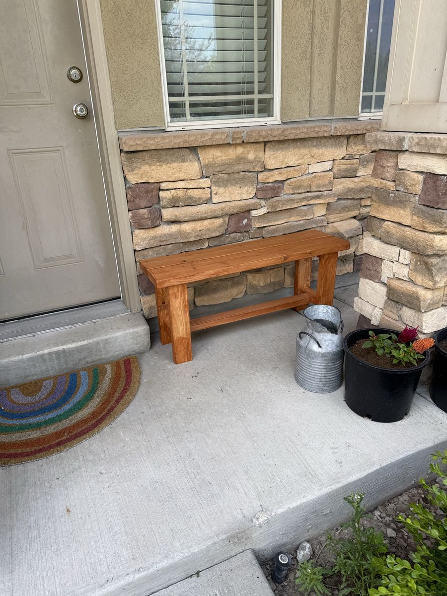 Handmade Wooden Bench - Patio, Garden, Entryway Seating - Sturdy Pine Wood, Rustic Finish