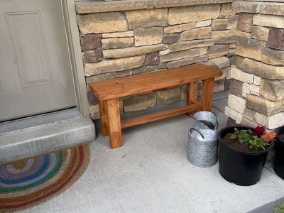 Handmade Wooden Bench - Patio, Garden, Entryway Seating - Sturdy Pine Wood, Rustic Finish