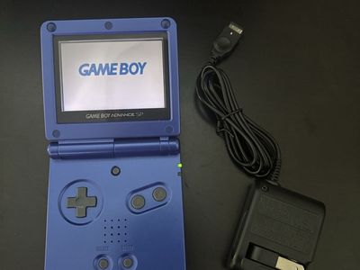 Nintendo Game Boy Advance SP AGS-001 Cobalt Blue Handheld Console + Charger