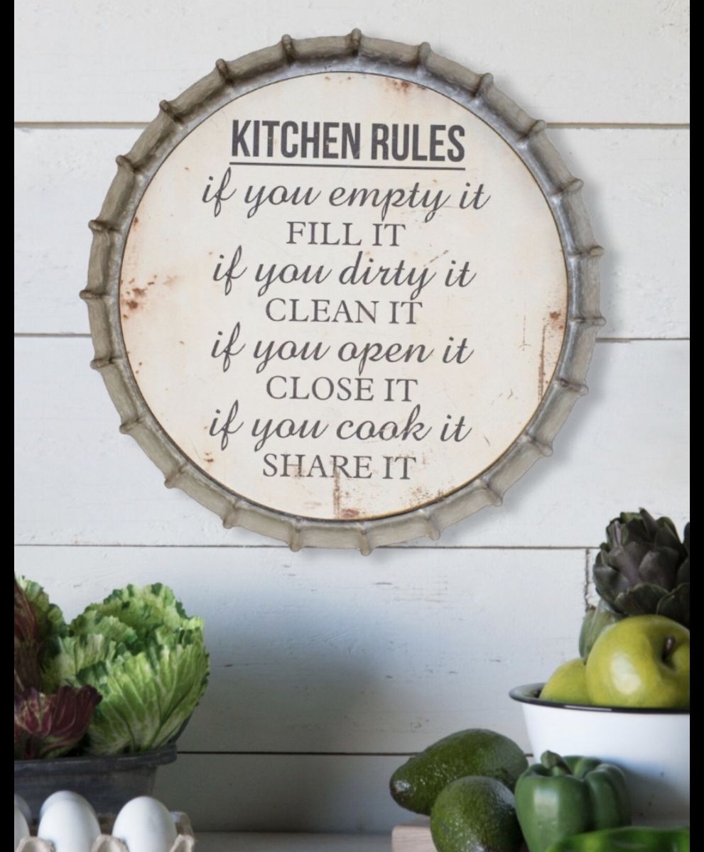 Rustic "KITCHEN RULES" Round Wall Sign