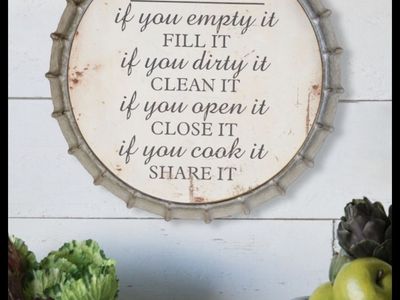 Rustic "KITCHEN RULES" Round Wall Sign