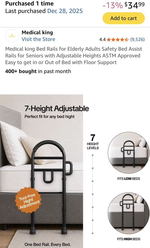 Bedrail For Elderly $10