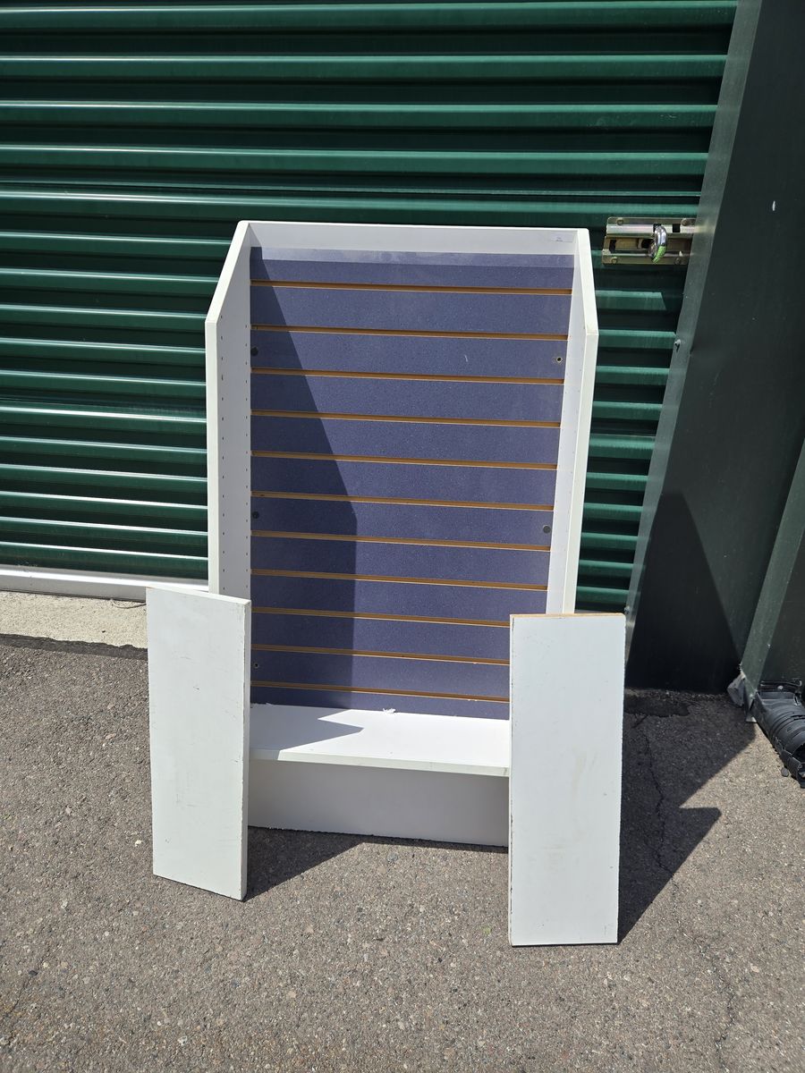 White Slatwall bookshelf 42" Tall x 24" Wide, Adjustable Shelving