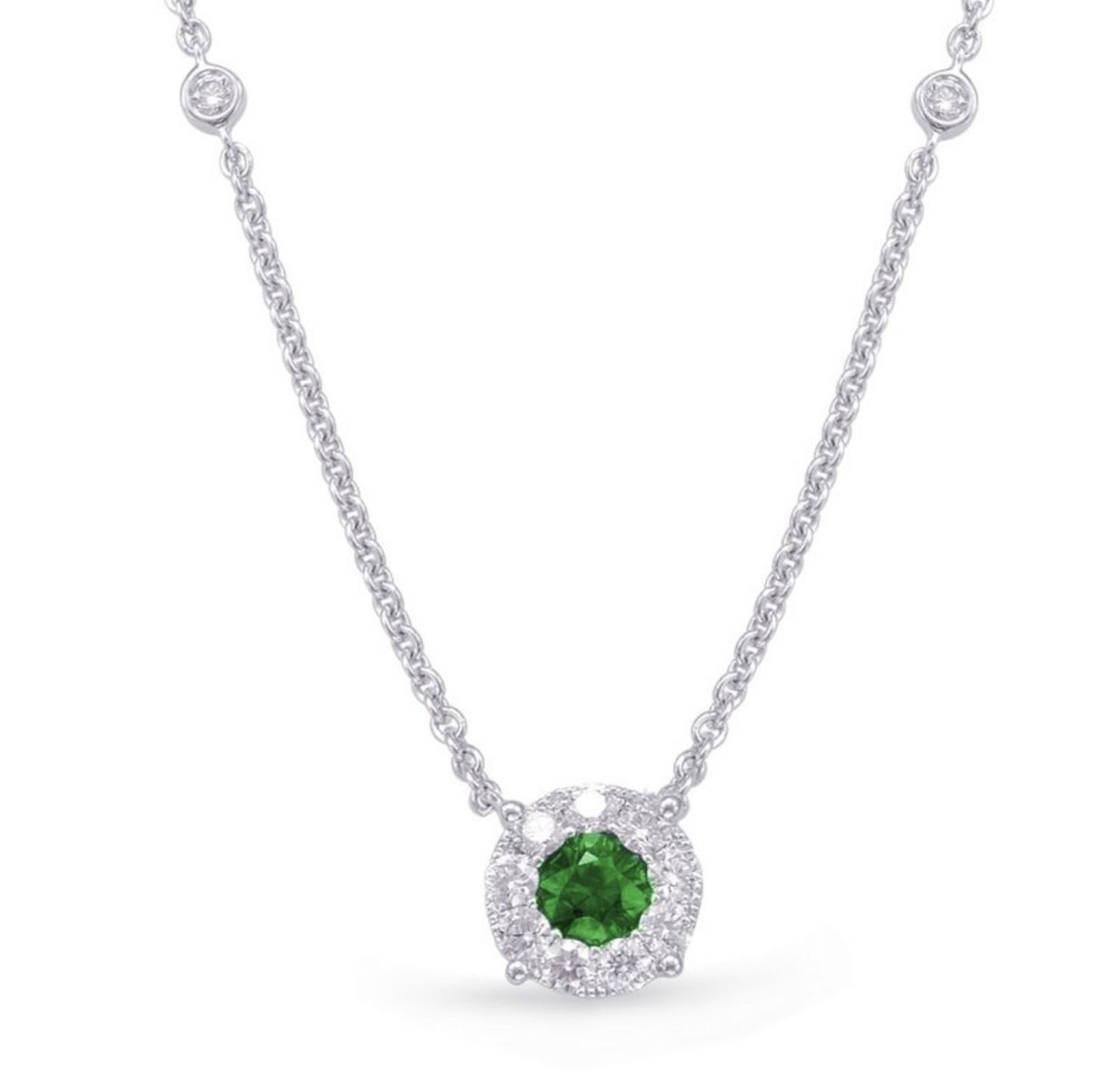 Emerald And White gold necklace