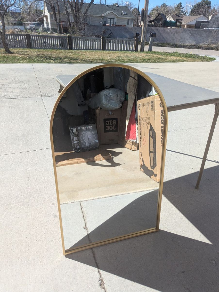 22x36 Arched Brass Mirror – Modern Boho Wall Mirror – Great Condition