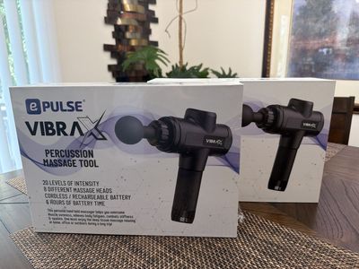 New ePulse VIBRAX Percussion Massage Tool - Cordless, 20 Intensity Levels, 8 Heads, 6-Hr Battery ($60 each)