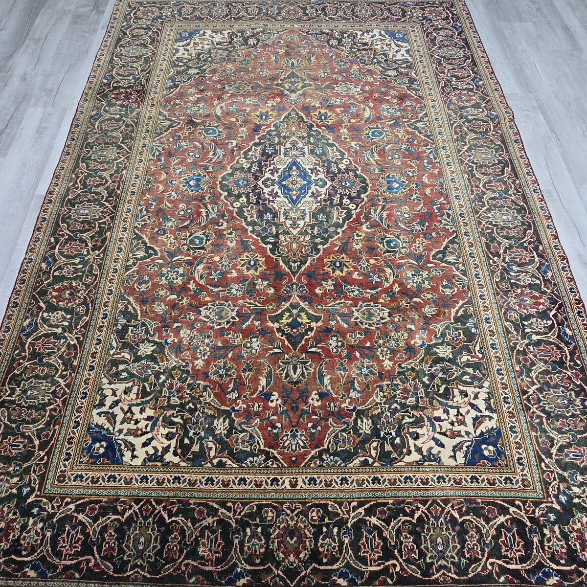 ~7x10 Handknotted Vintage Persian Kashan Wool Rug