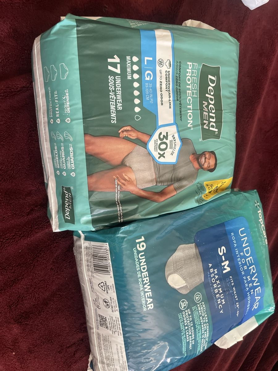 Depend & TopCare Men's Incontinence Underwear Lot - Sizes L & S-M