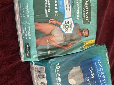 Depend & TopCare Men's Incontinence Underwear Lot - Sizes L & S-M
