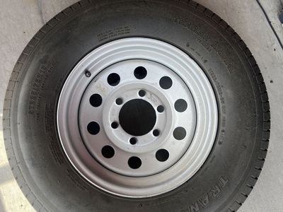 Transmaster Radial ST225/75R15 Trailer Tire with 6 lug steel wheel