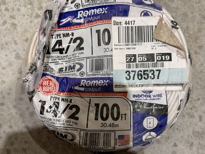 Romex SIMpull 14/2 NM-B Indoor Electrical Wire Cable with Ground, 100 ft, 600 Volts