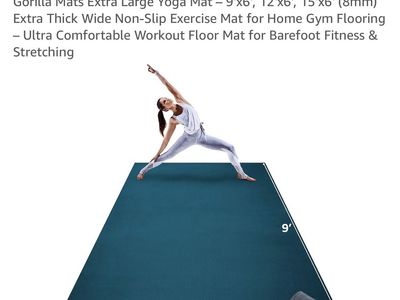 $70 LESS THAN AMAZON! BRAND NEW Gorilla Mats 6’ x 9’ Premium yoga/exercise/Pilates/stretching/meditation mat in oasis blue
