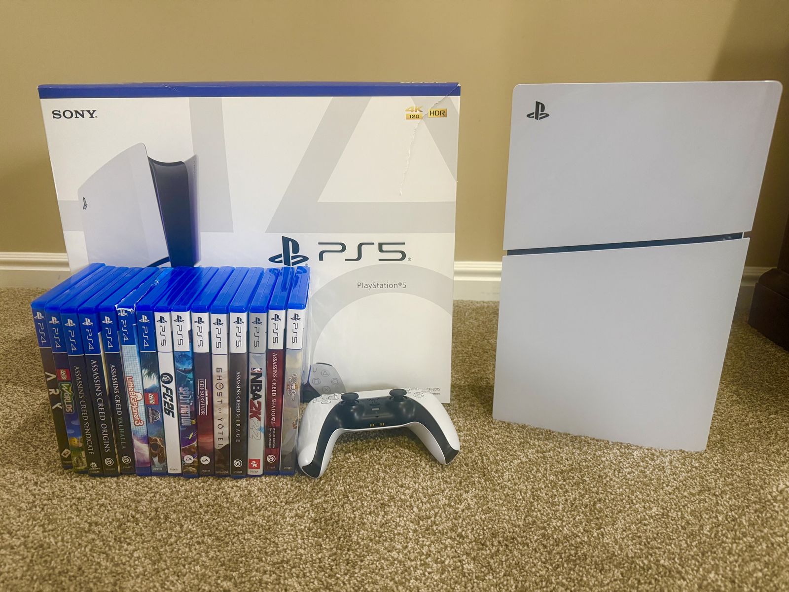 PS5 Disc Edition Bundle — Console + 15 Games — Like New (Under 1 year old)