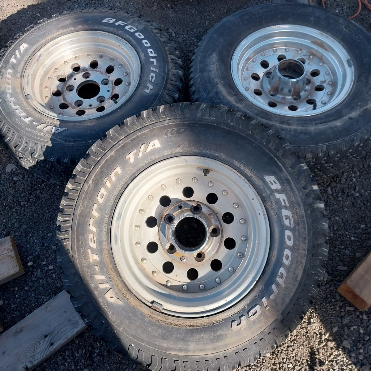 3 old mag 15" wheels. 5 lug for jeep