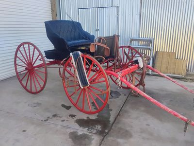 Vintage Single Horse Doctor's Buggy – Ready to Use – Harness, 3 Different Size Snaffle Bits, Reins, Whip & Cover Included