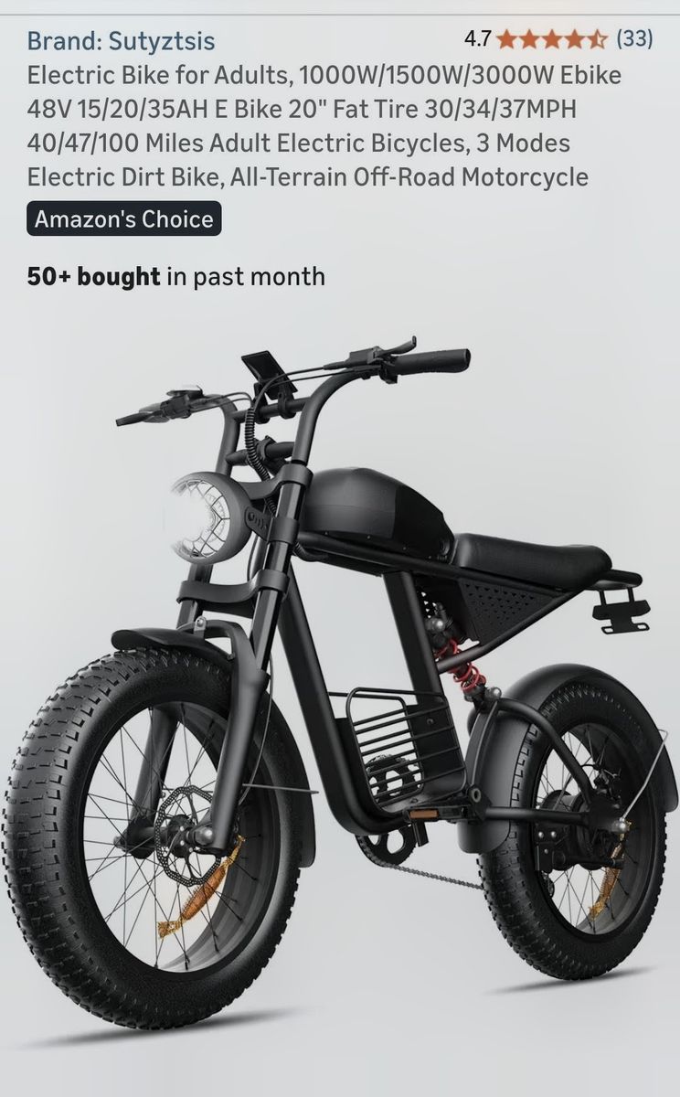 Sutyztsis 1500W Fat Tire E-Bike — Brand New, Never Opened