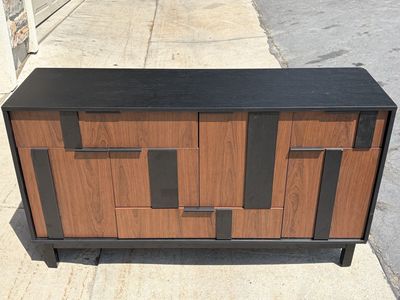 Mid-Century Modern Wood & Black Media Console/Dresser - No assembly required, delivery available